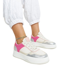 Sneakers bianche e rosa con spessa suola Rumai bianca