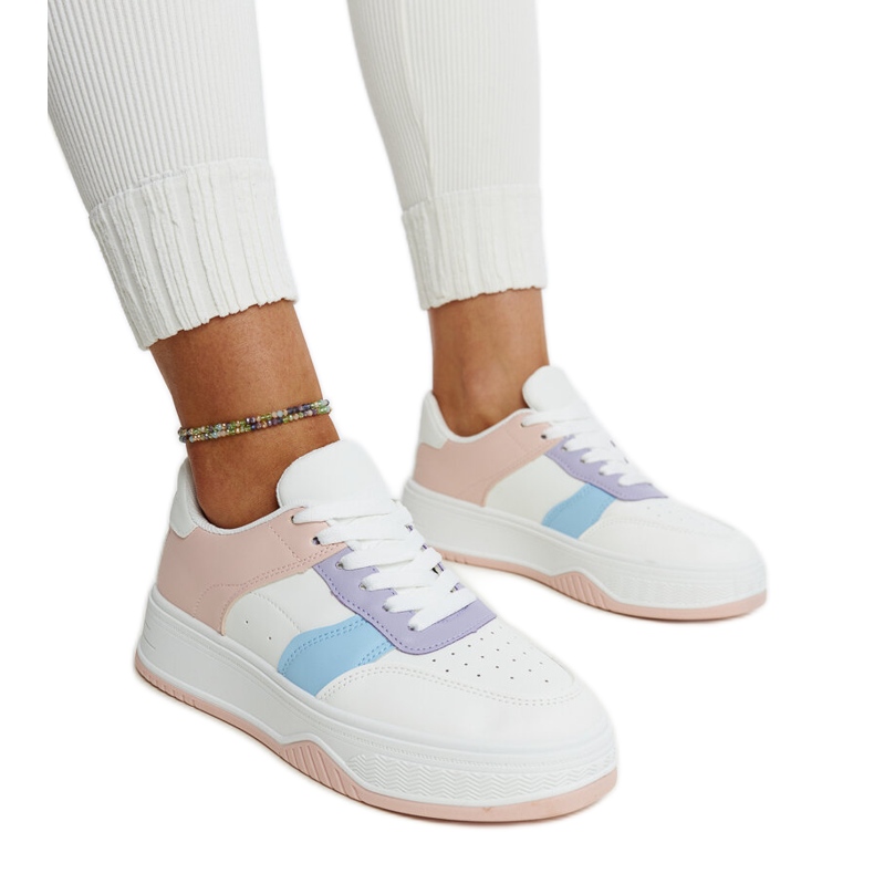 Sneaker bianche e rosa con suola Rafida più spessa