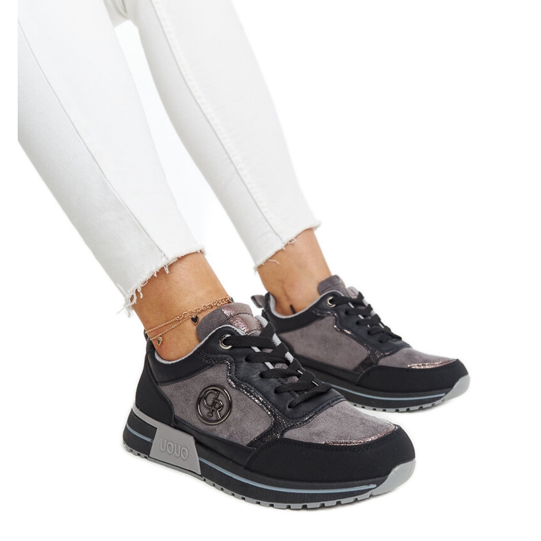 Sneakers con plateau nere e grigie di Sinika nero