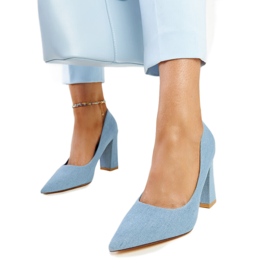 Décolleté Leea in denim con tacco alto blu