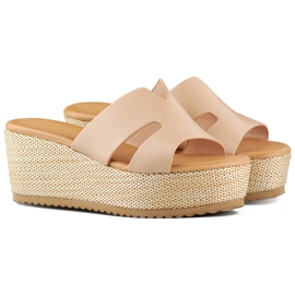 Sandali con zeppa da donna beige
