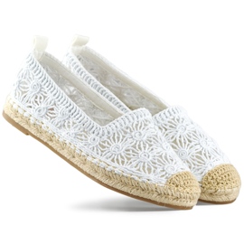 Espadrillas da donna in pizzo bianco bianca