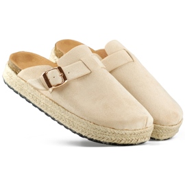 Espadrillas ricoperte da donna con fibbia, beige