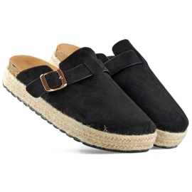Espadrillas ricoperte da donna con fibbia, nere nero