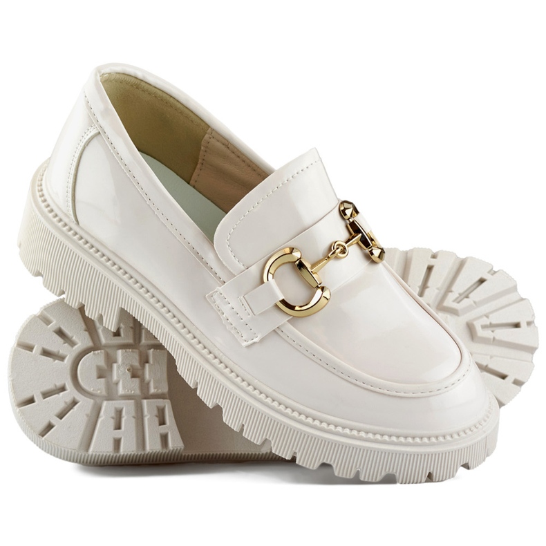 Mocassini da donna in vernice beige