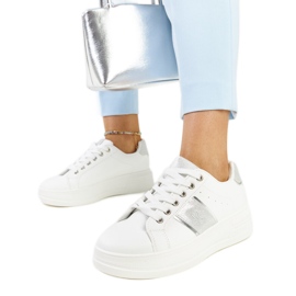 Sneaker bianche e argento con spessa suola Finestra bianco