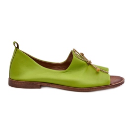 Zazoo 2660 Ballerine in pelle da donna, Lime verde