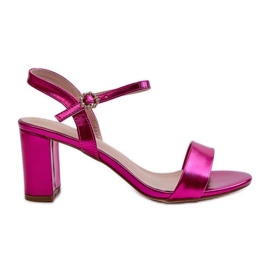 Sandali metallizzati con tacco alto Fucsia Glindra rosa