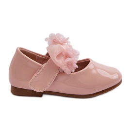 Ballerine da bambina in vernice, con velcro e fiocco, colore rosa Olessa