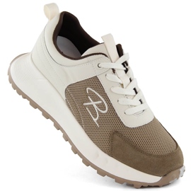 Scarpe sportive da donna in pelle, beige, Artiker 54C1468