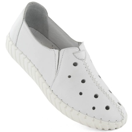 Scarpe slip-on da donna in pelle traforata, bianco Artiker 54C0560