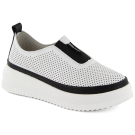 Creepers slip-on sportive da donna in pelle, bianche Artiker 54C1704 bianco
