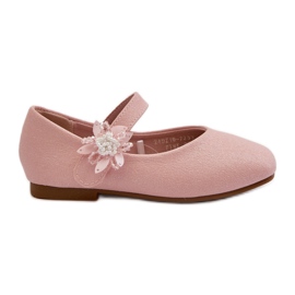 Ballerine da bambino glitter con chiusura in velcro, Jeylin rosa