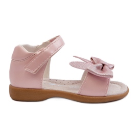Sandali da bambino con fiocco e chiusura in velcro, Wistala rosa