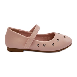 Ballerine per bambini con cuori, chiusura con velcro, rosa Danaella