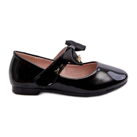Ballerine da bambino in vernice con fiocco in velcro e cat-eye nero