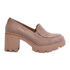 Scarpe da Donna in Eco Camoscio con Tacco Alto e Plateau, Arablosa Beige
