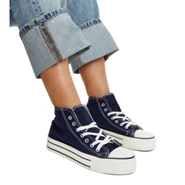 Sneakers alte blu navy con suola spessa di Bagy