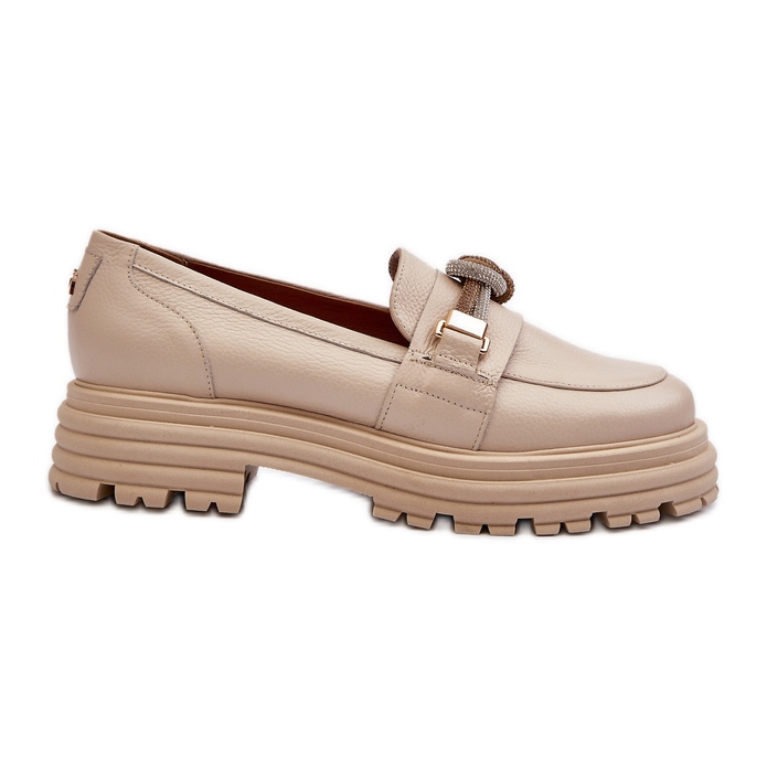 Mocassini Da Donna In Pelle Con Decorazione Laura Messi 2780 Beige
