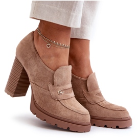 Evento Scarpe da donna in ecopelle scamosciata con tacco alto Larmaves beige