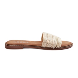 Sandali Da Donna Con Tacco Piatto Intrecciato, Radianti Beige Chiaro