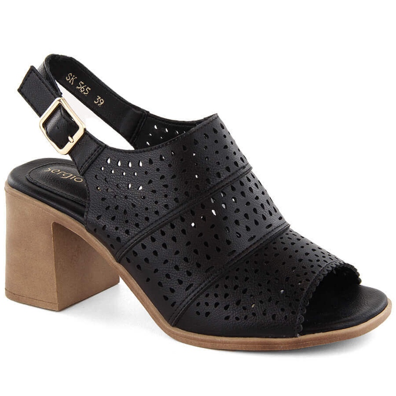 Sandali con tacco traforati neri da donna Sergio Leone SK565 nero