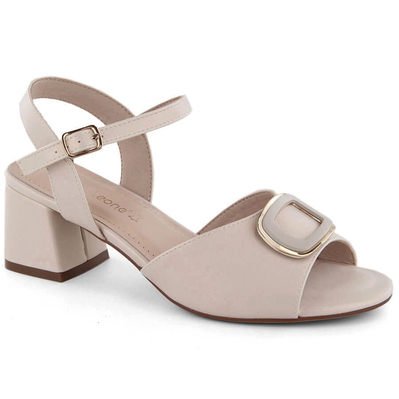 Sandali eleganti da donna con tacco alto, beige perla, Sergio Leone SK891