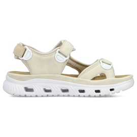 Comodi sandali beige da donna con velcro Rieker 64074-60