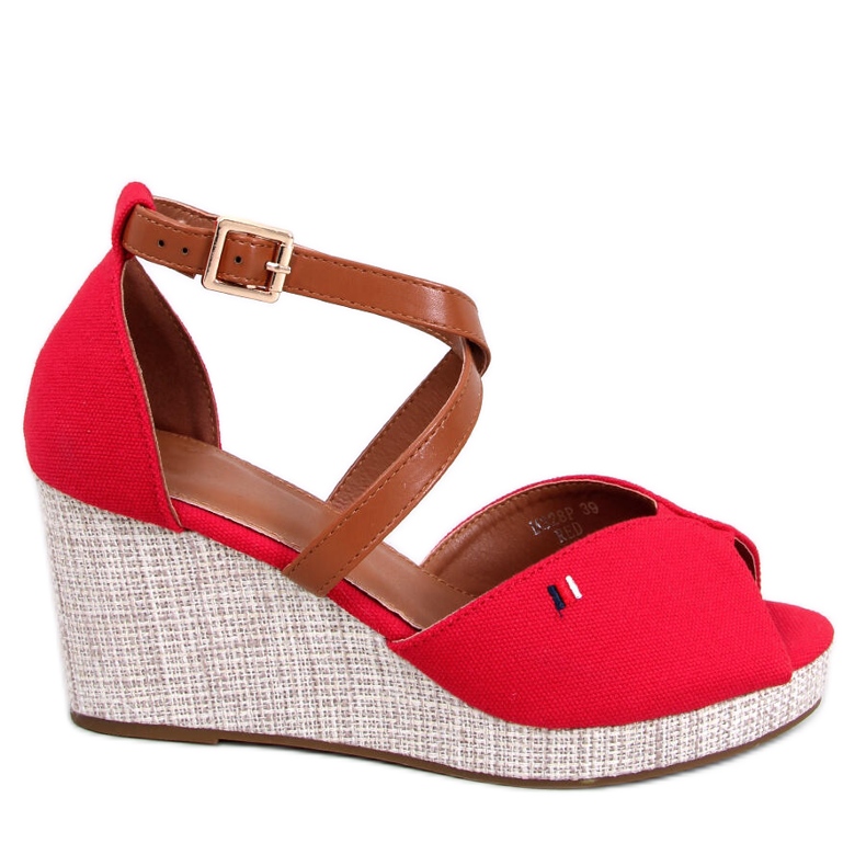 Sandali con zeppa open toe Berna Red rosso
