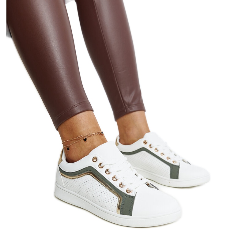Sneakers bianche e verdi sulla piattaforma Amala bianca