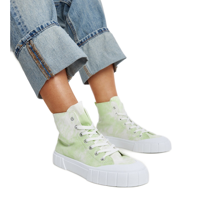 Sneakers alte Raissa in tessuto verde chiaro