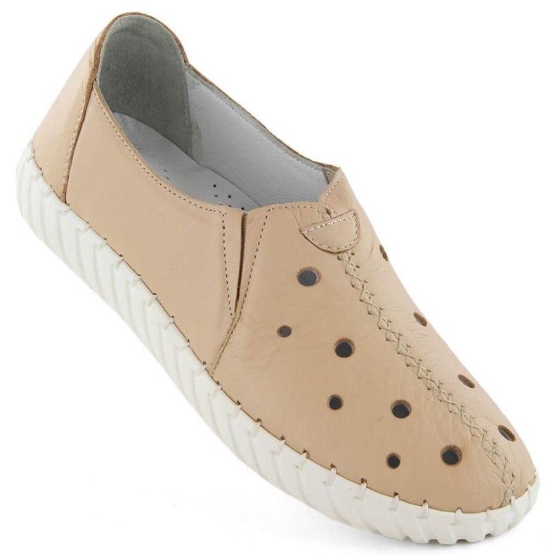 Scarpe traforate in pelle beige Artiker W HBH66B
