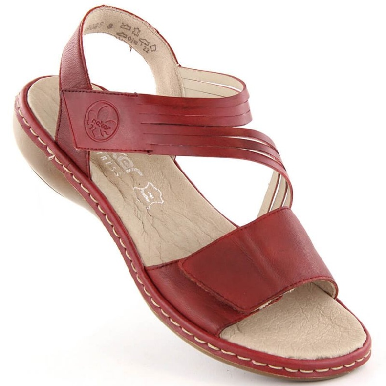 Comodi sandali in pelle Rieker W RKR685 rossi rosso