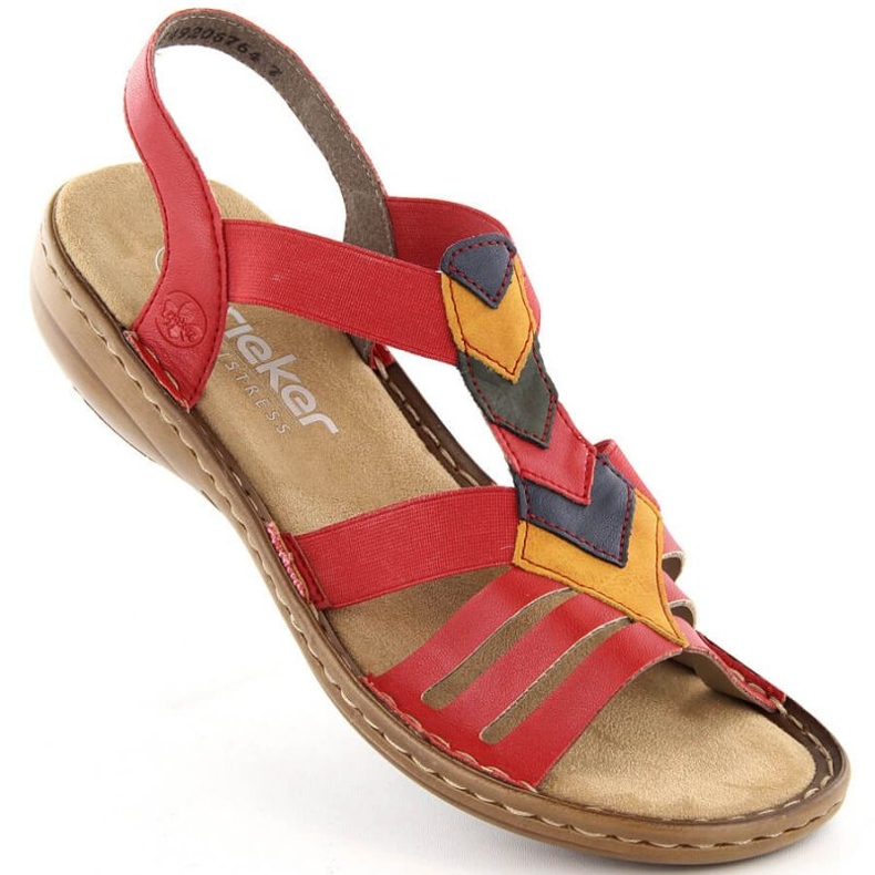 Comodi sandali con elastici Rieker W RKR690 rossi rosso