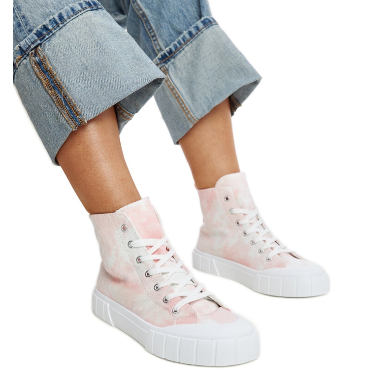 Sneakers alte Raissa in tessuto rosa