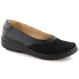 Comode scarpe slip-on da donna in pelle, nere Helios 426.0001.011 nero