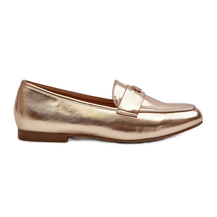 Mocassini con tacco piatto da donna color oro Sylvaine d'oro