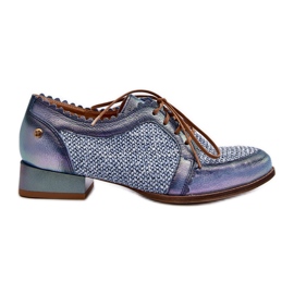 Scarpe Stringate da Donna Pelle Naturale Maciejka 06452-06 Blu