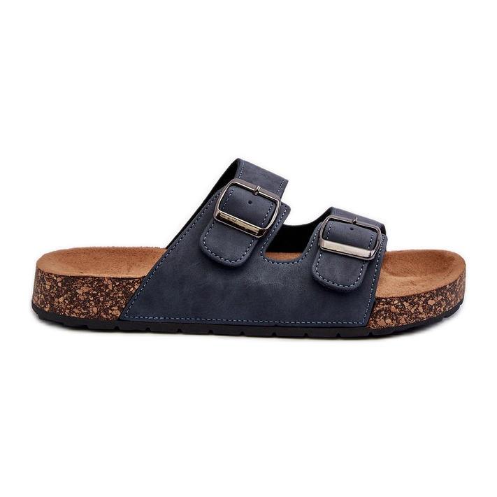 Infradito da uomo con suola in sughero, colore blu navy Rosawia