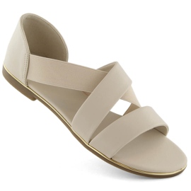 Sandali slip-on da donna con fascia elastica, beige Jezzi 3882