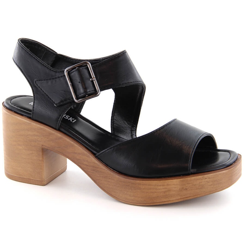 M. DASZYŃSKI Sandali neri con tacco alto e plateau da donna M.Daszyński MR23117-1 nero