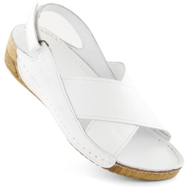 Sandali con velcro in pelle da donna, bianchi, T.Sokolski L311 bianco