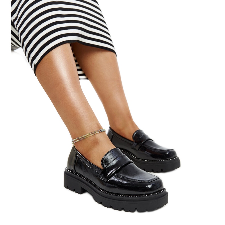 Mocassini in pelle nera nero