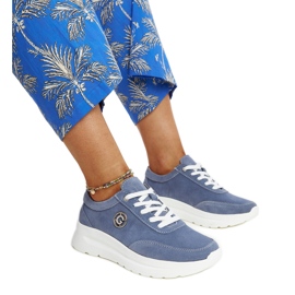 Scarpe in pelle blu con fibbia decorativa