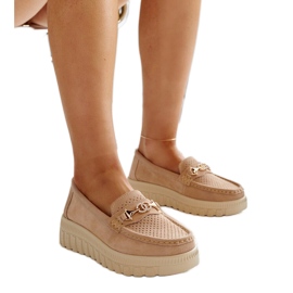 Scarpe in pelle beige con fibbia decorativa Taija