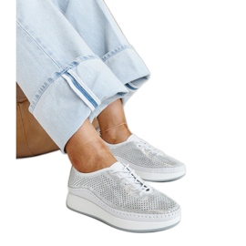Sneakers in pelle argento sulla piattaforma Amana