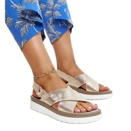 Sandali Ithar con plateau in pelle oro d'oro