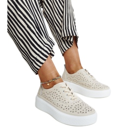 Scarpe sportive in pelle beige