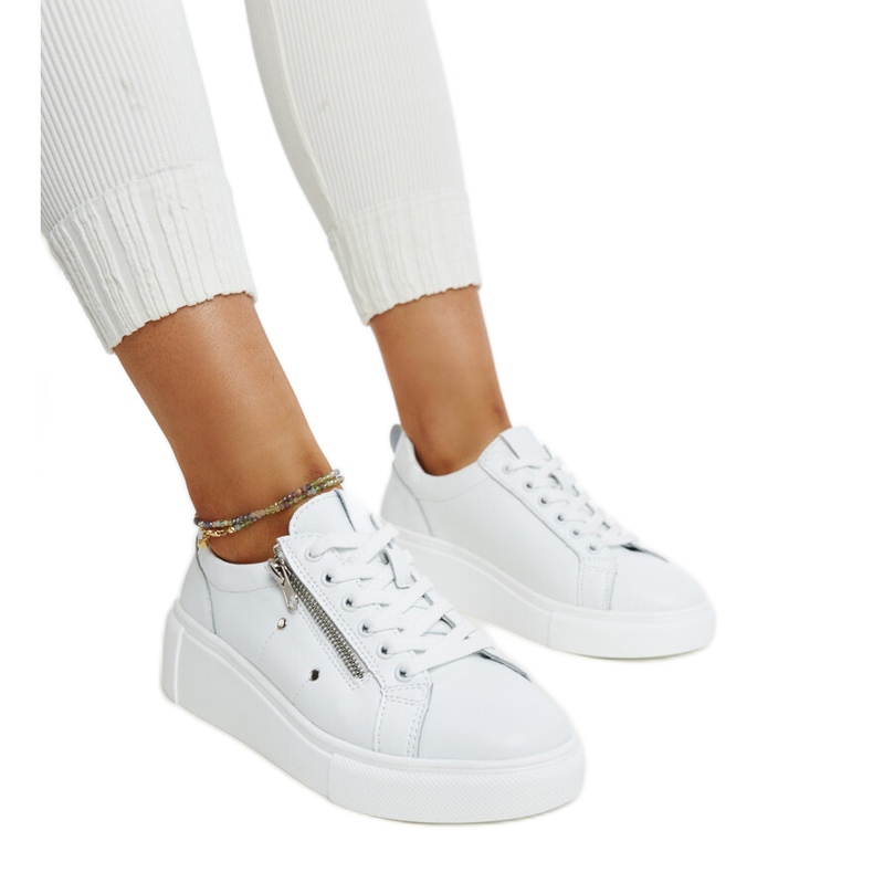 Sneakers in pelle bianca con plateau alto Rahal