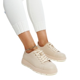Sneakers da donna in pelle beige